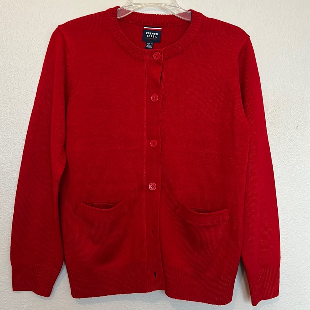 French Toast Girls' Anti-Pill Crew Neck Cardigan Sweater/ Buttons /packets